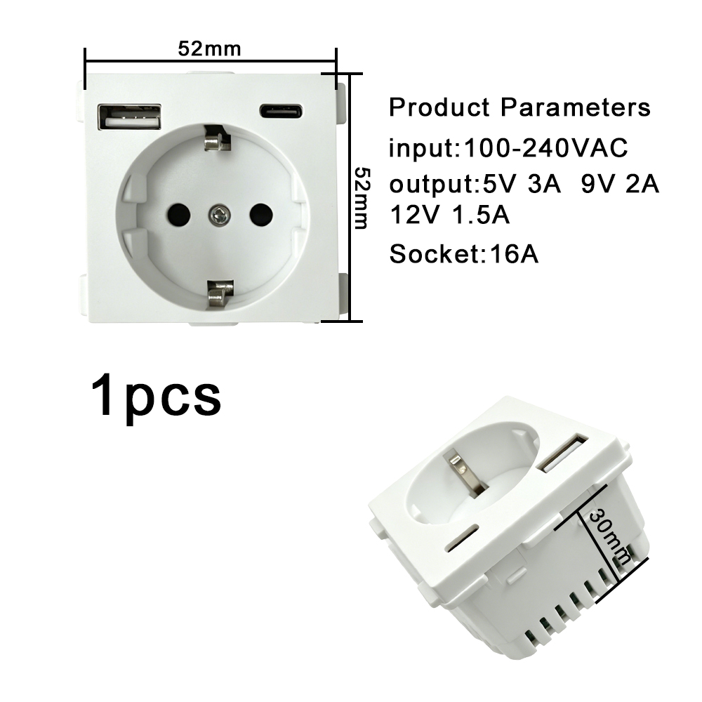 Diy Q - UBARO 86×86mm EU-stopcontact DIY-kit, glazen paneel