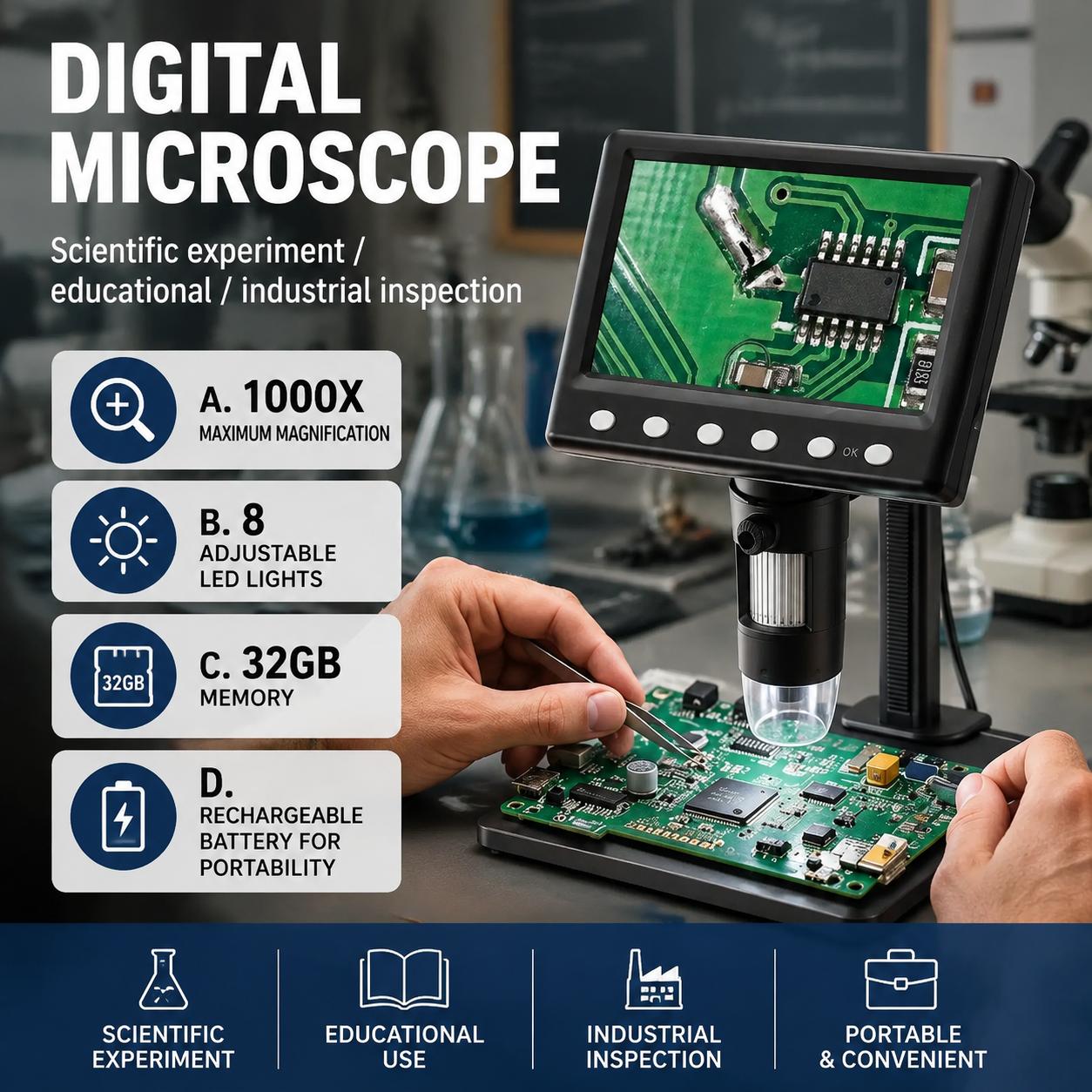 Inspectiemicroscoop 1000x verg - Diy Microscope For Electronics Repair recensie en prijs